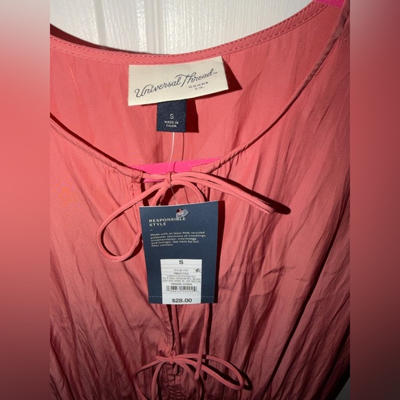 Universal Thread Coral Pink Tie-Front Dress NWT - Picture 3 of 4
